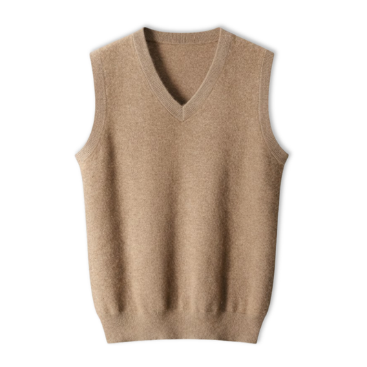 Débardeur homme 100% laine mérinos col en V sans manches coupe classique