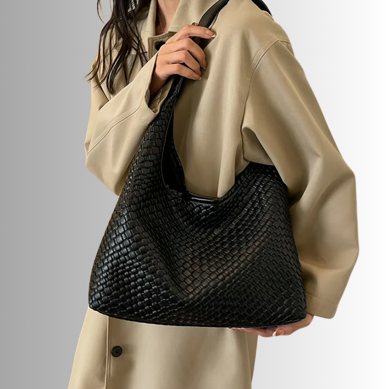 Livia Woven Tote | Vegane Umhängetasche mit Pouch