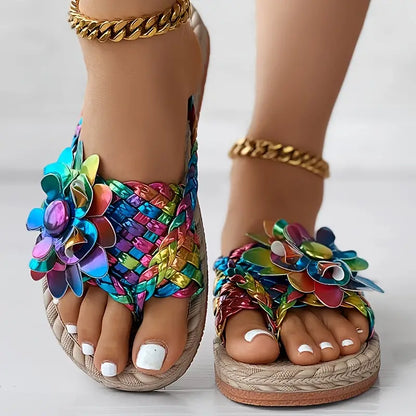Rainbow Blooms Floral Sandals