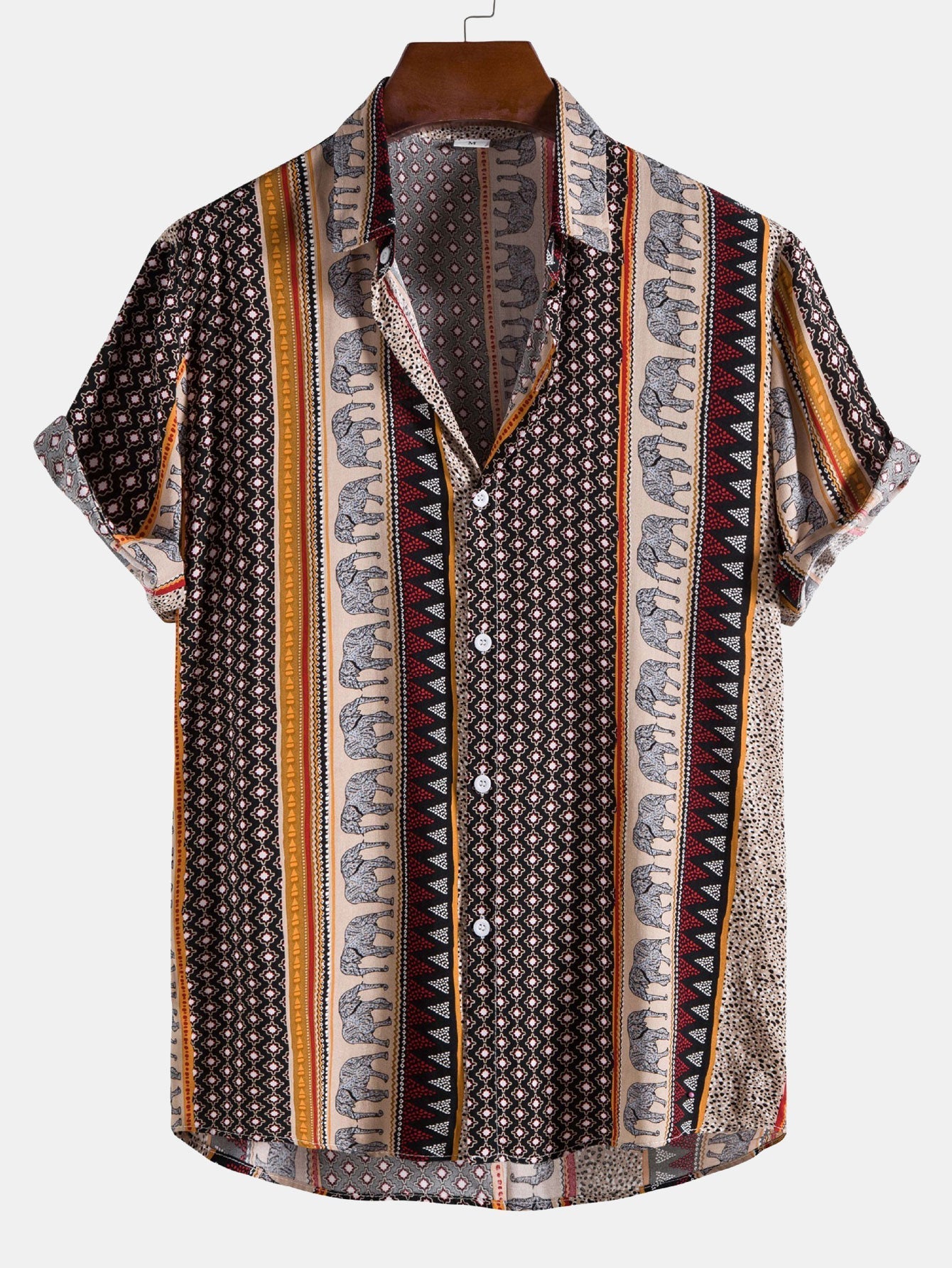 Marvion – Geometrisches Elefanten Print Hemd