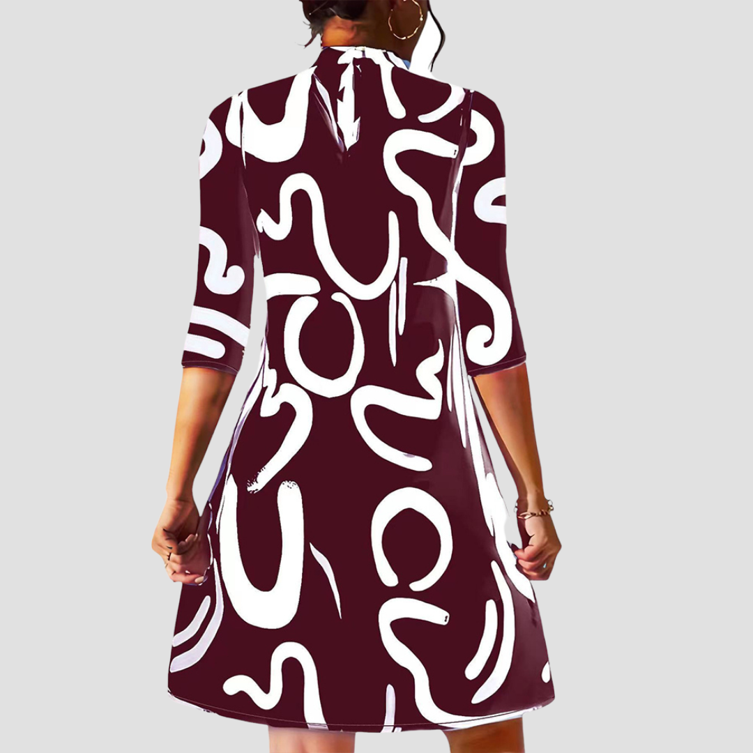 Minikleid mit langen Ärmeln & Rundhalsausschnitt – Elanora