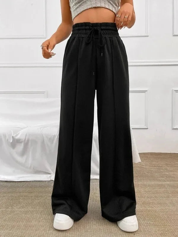 Pantaloni da donna leggeri a vita alta e vestibilità comoda – Comodi pantaloni larghi