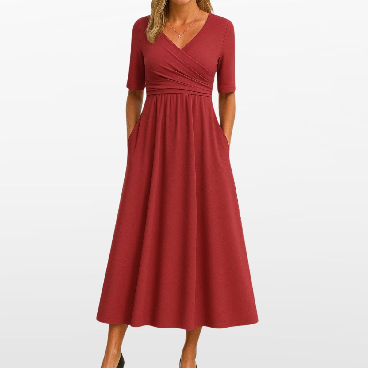 Women V Neck Maxi Dress A Line