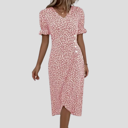 Women’s Elegant Floral V-Neck Midi Dress