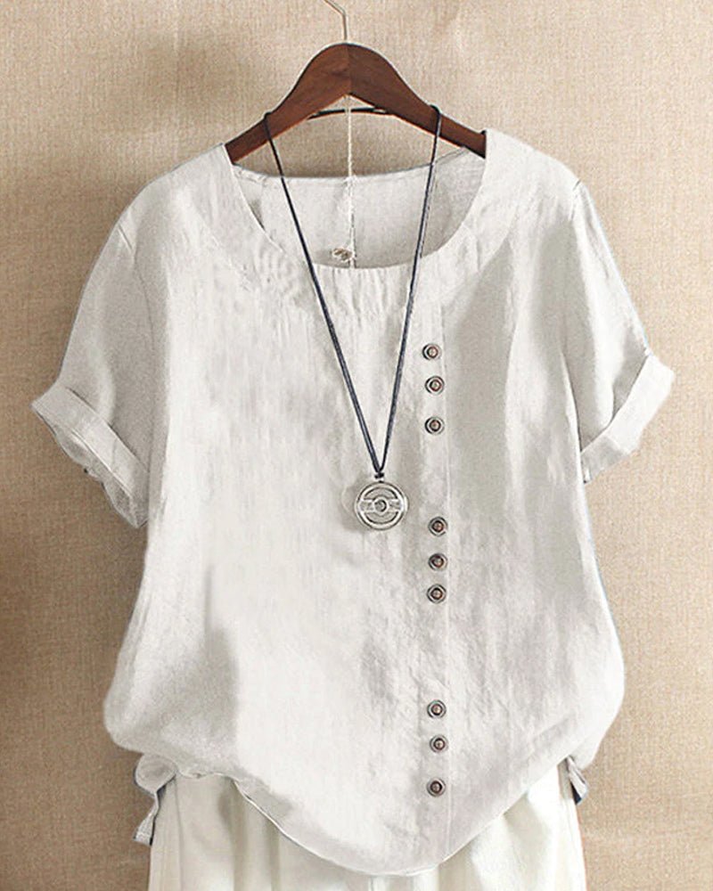 Beatrice | Women Button Detail casual z krótkim rękawem blouse