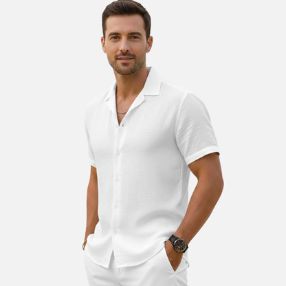 Chemise homme légère en lin manches courtes