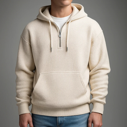 Pete | Strukturierter Hoodie mit Half-Zip und Kapuze