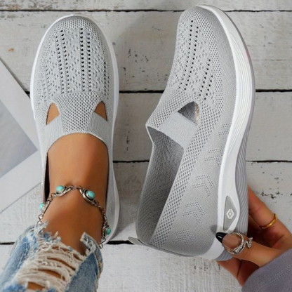 Buty damskie wsuwane sportowe | z siateczką i grubą podeszwą