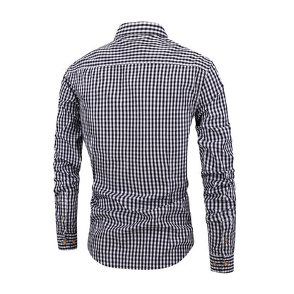Ethan – Heren Overhemd met Lange Mouwen, Button-Down Kraag en Gingham Ruitpatroon