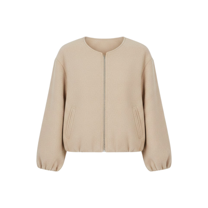 Veste bomber courte pour femme avec fermeture éclair et col rond décontractée