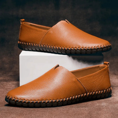 Men's Leather Loafers Casual Slip-On Flat Moccasins