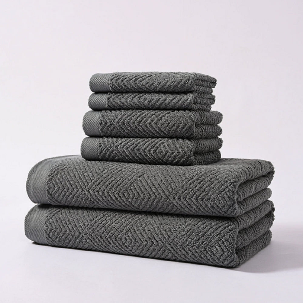 Handtuchset mit Zickzack-Muster – 6-teilig aus 100% Baumwolle