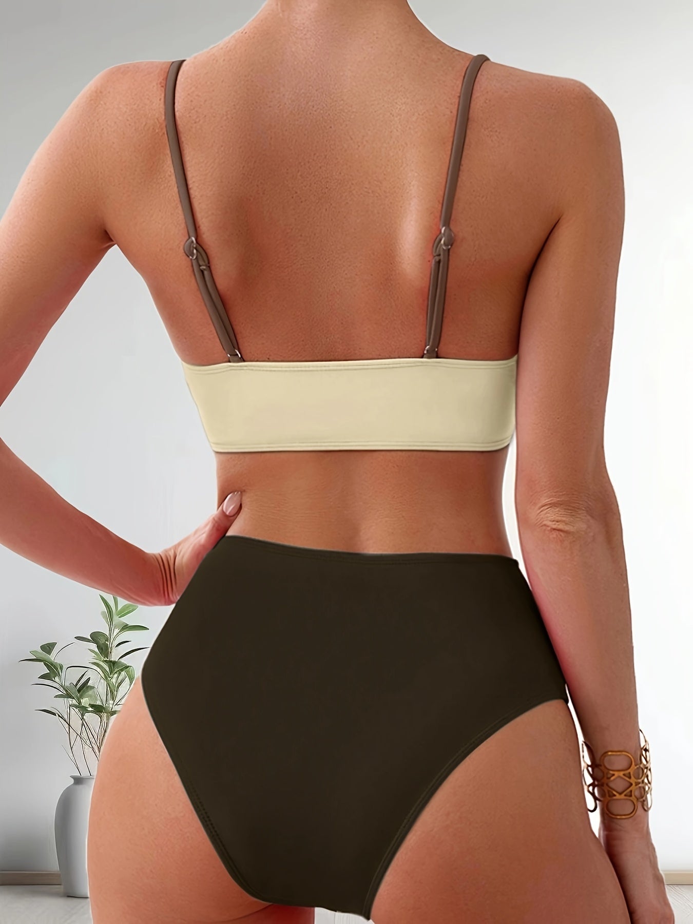 Comfortabele Patchwork Bikini Set voor Dames met Stretch Pasvorm