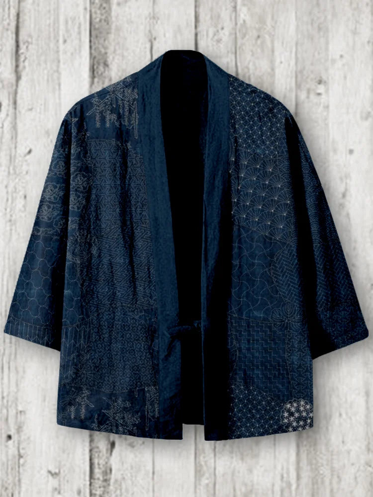 Japanse traditioneel Sashiko Kunst Linnen Kimono Vest