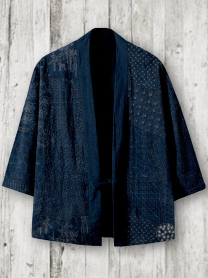 Japanse traditioneel Sashiko Kunst Linnen Kimono Vest