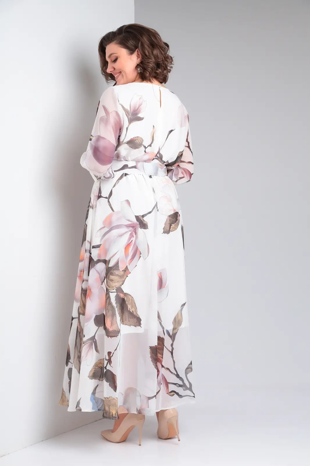 Melaza | Elegantes Maxikleid mit floralem Print und Taillengürtel