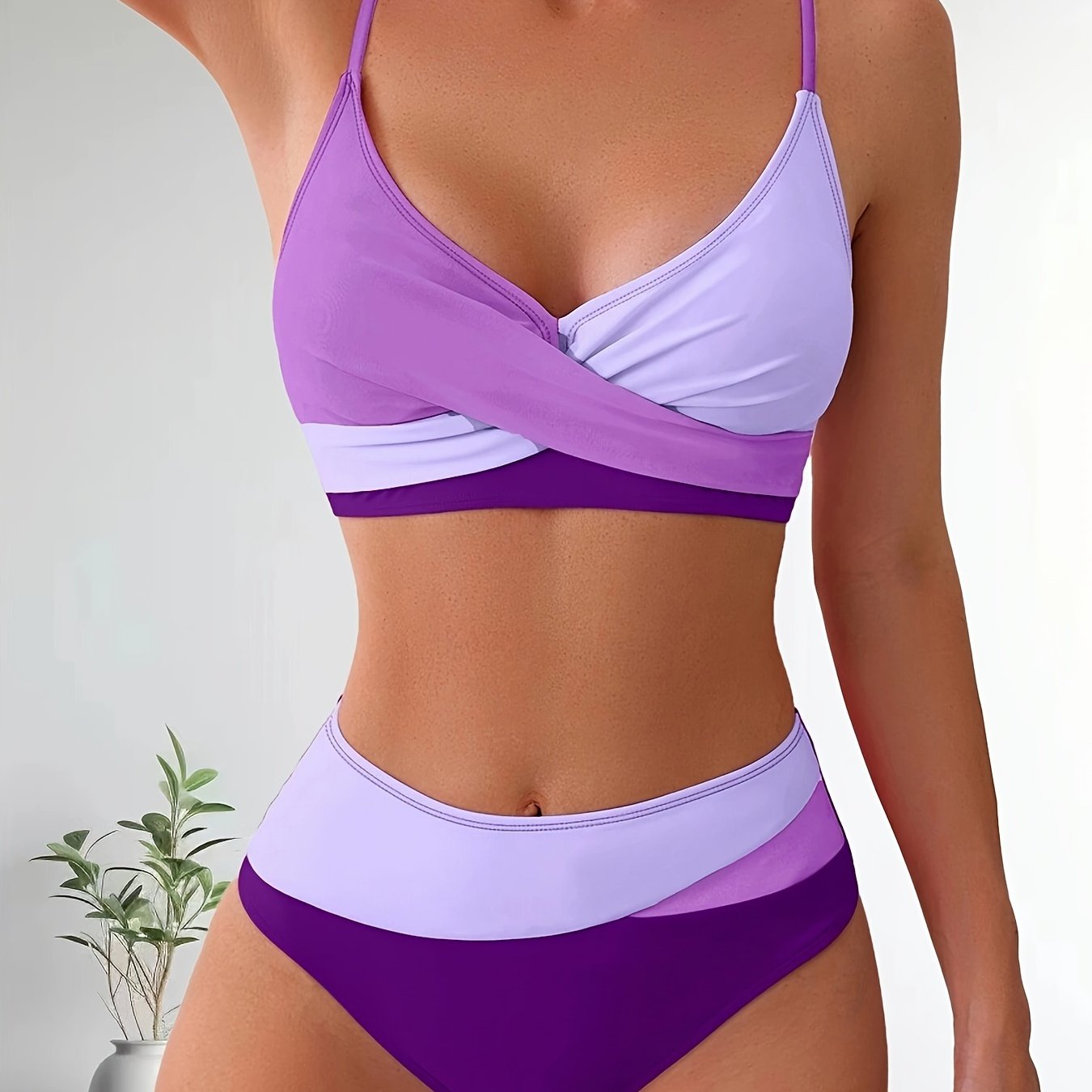 Comfortabele Patchwork Bikini Set voor Dames met Stretch Pasvorm
