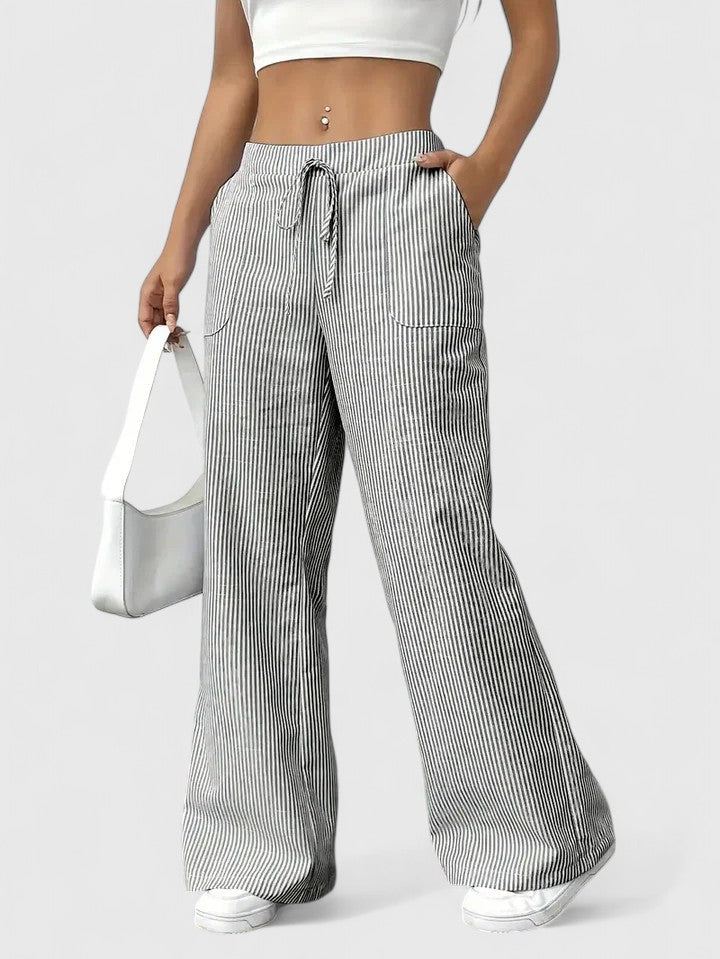 Rosie | Striped Drawstring Wide Leg Pants