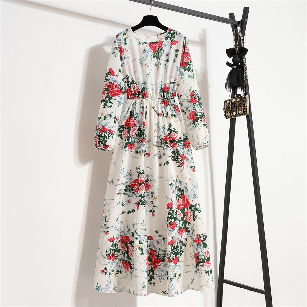 Robe Fleurie Polyvalente en Mousseline pour Femme – Style Élégant à Col Rond