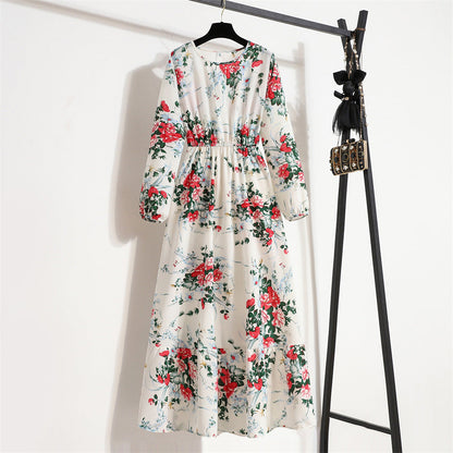 Robe Fleurie Polyvalente en Mousseline pour Femme – Style Élégant à Col Rond