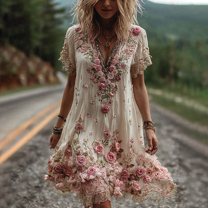 Giselda - blumenbesticktes Kleid