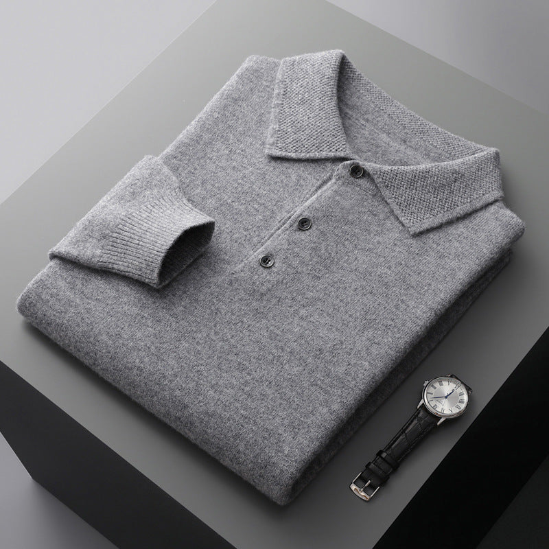 Lazare - Elegantes und Weiches Cashmere-Polo mit Langen Ärmeln für Herren