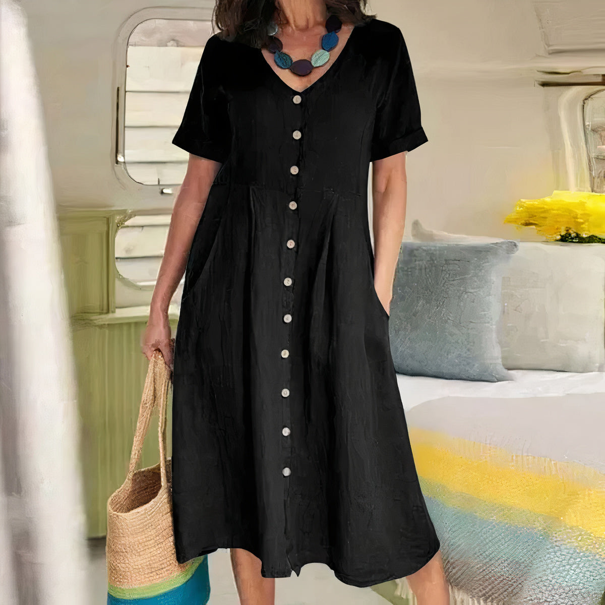 Sophie – Robe midi fluide coupe ample femme