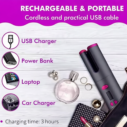 Luxora Cordless Hair Curler Automatic Curling Tool - Portable And Rechargeable