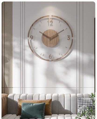 Scandinavian Wooden Wall Clock 35 cm for Modern Interior Decor | Solid Wood Design | Silent Quartz Movement