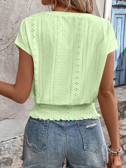 Delores - Elegant V-Neck Batwing T-Shirt