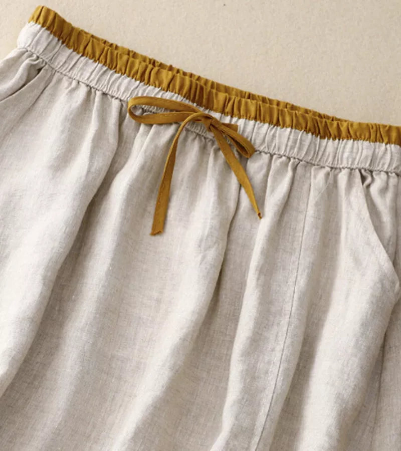 RICA | LONG LINEN AND COTTON SKIRT WITH HANDCRAFTED DETAILS