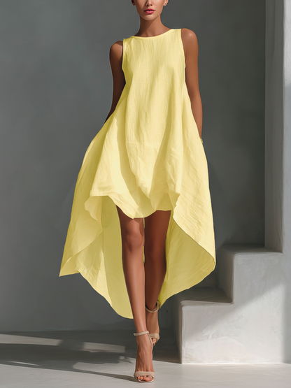 Alyna - Vestido Midi Sem Mangas Com Bainha Assimétrica