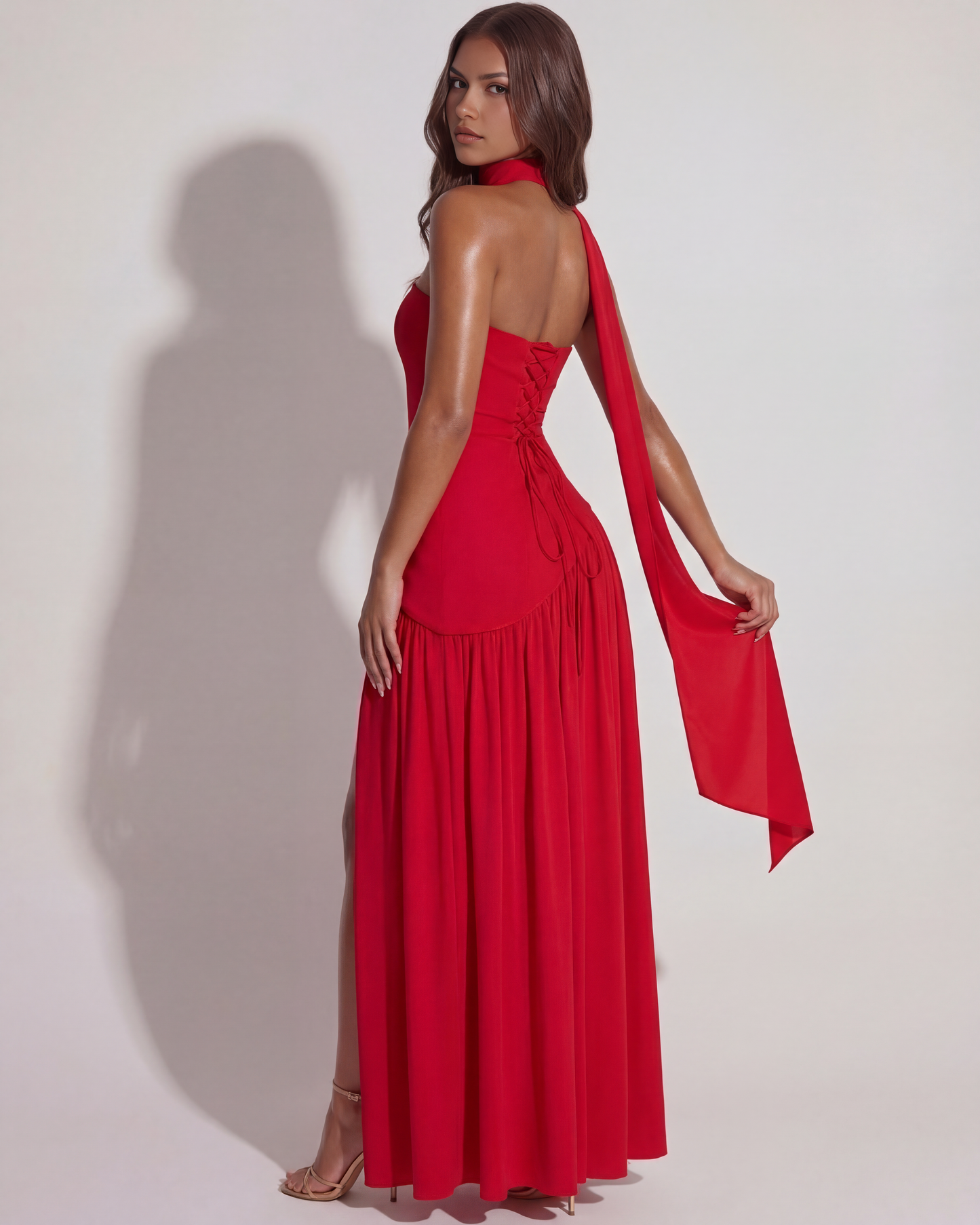 Serena™– Eksklusiv Strapless Maxi Kjole i Rød