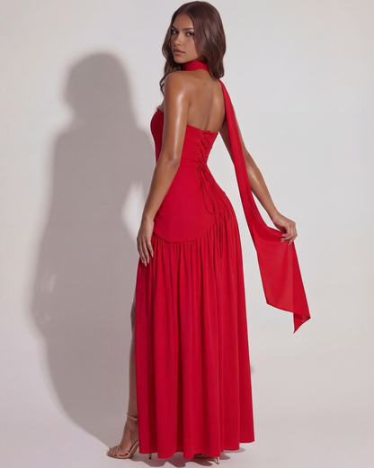 Serena™– Eksklusiv Strapless Maxi Kjole i Rød