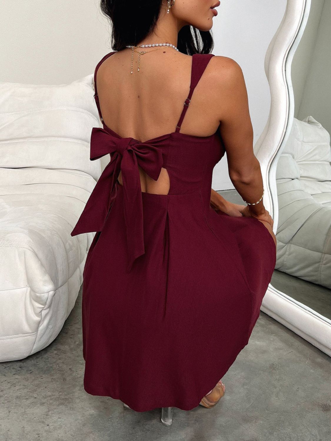 Emma - Robe de soirée mini élégante - Décolleté carré - Nœud