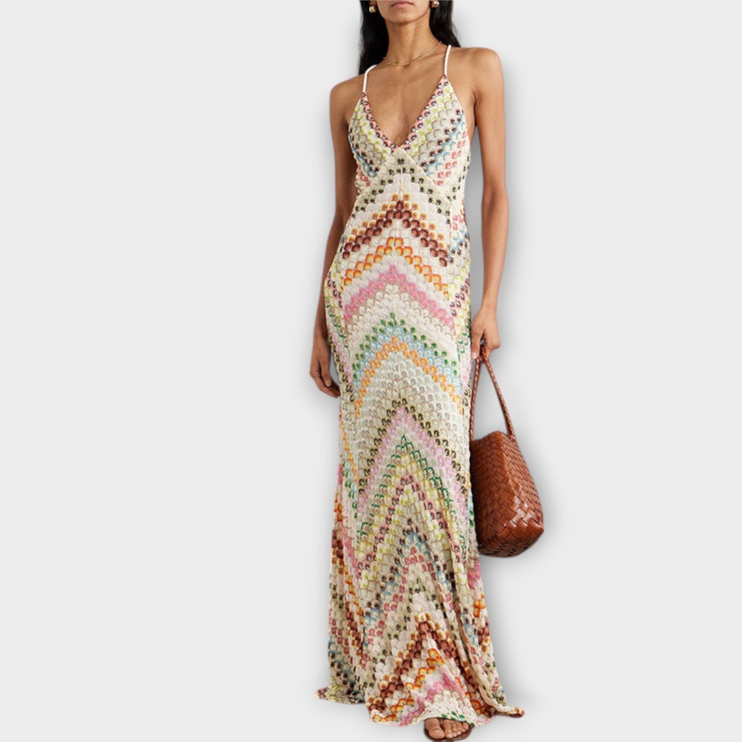 Remi Women’s Vibrant Herringbone Maxi Dress – Elegant Colorful Party Occasion Style