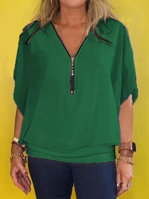 Luftiges Chiffon-Top mit Reißverschluss – Eleganter Sommerkomfort