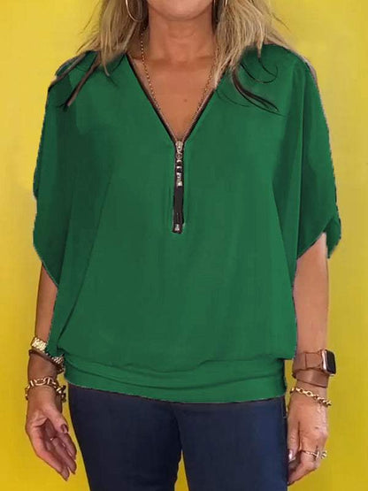Luftiges Chiffon-Top mit Reißverschluss – Eleganter Sommerkomfort