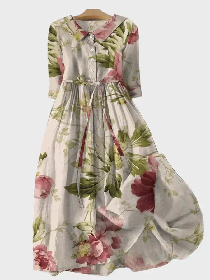 Vestido Longo de Estilo Botânico