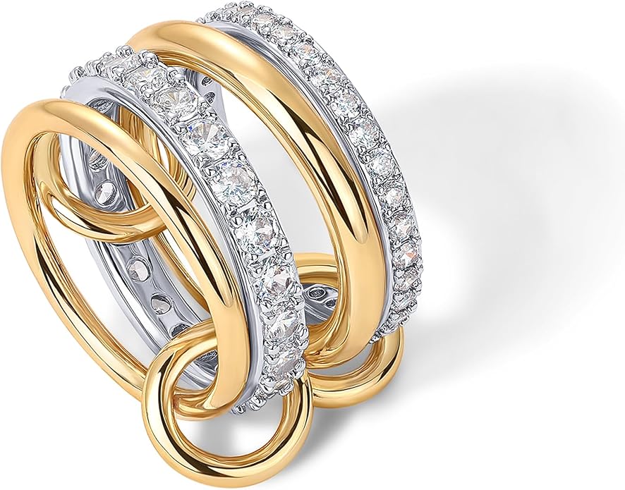 Divifa Interlock Stack Ring in Gold-Plated stainless steel