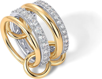 Divifa Interlock Stack Ring in Gold-Plated stainless steel