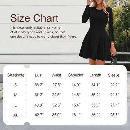 Women's Sexy Mini Dress Crew Neck Long Sleeve Short Dress Elegant Party Dresses High Waist Wrap Bodycon Dresses Slim Fit A Line Swing Going Out Party Evening Clubbing Cocktail Attire