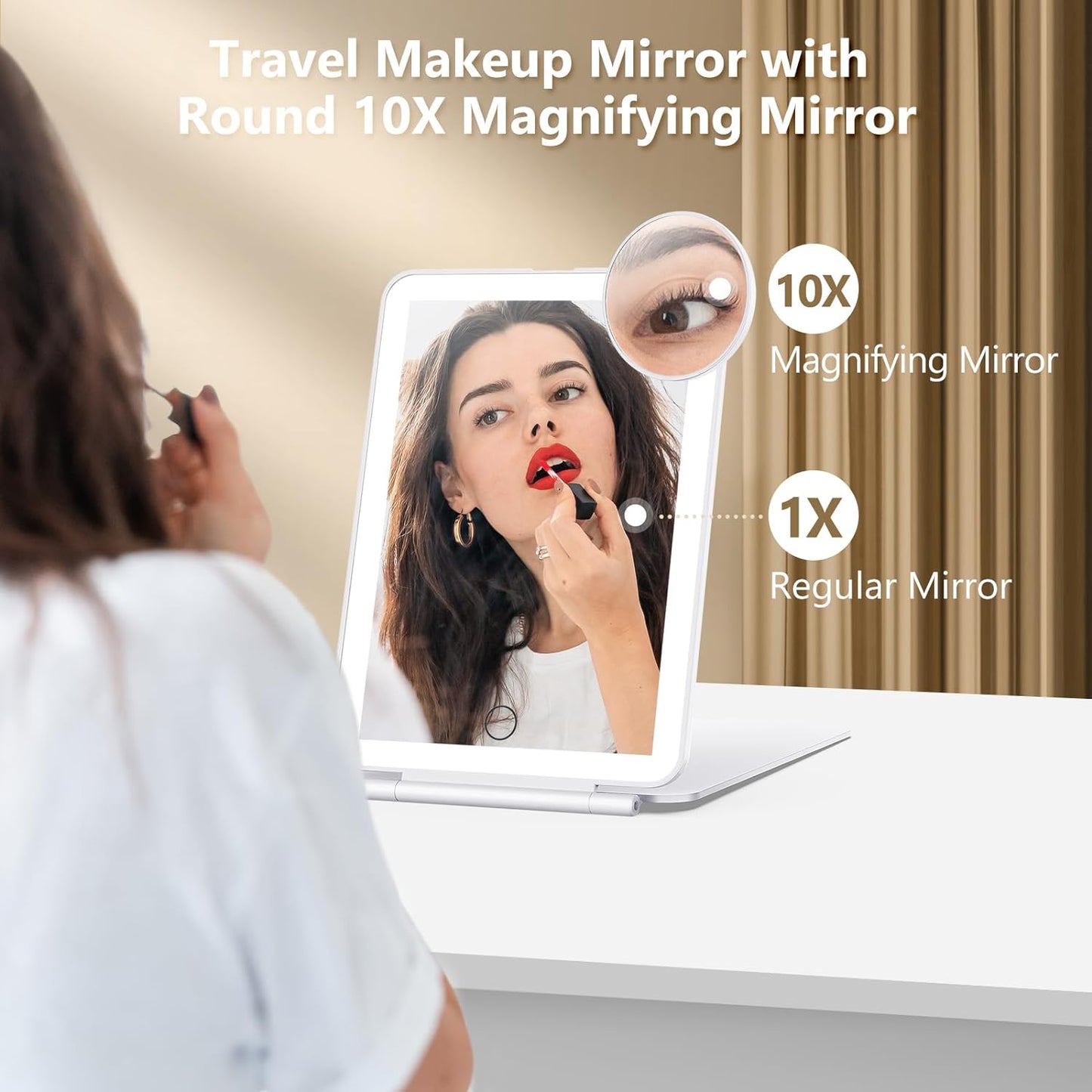 Illuminated Travel Makeup Mirror with Magnifying Feature