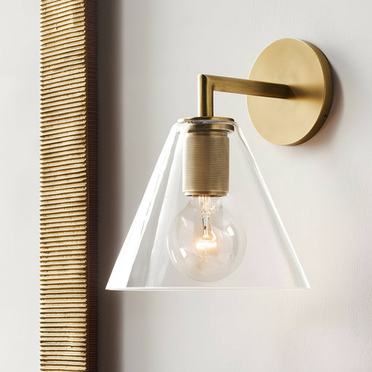 Freyza - LED Wall Sconce Light – Modern Postmodern Gold Glass Minimalist (25x12cm / 9.8x4.7in)