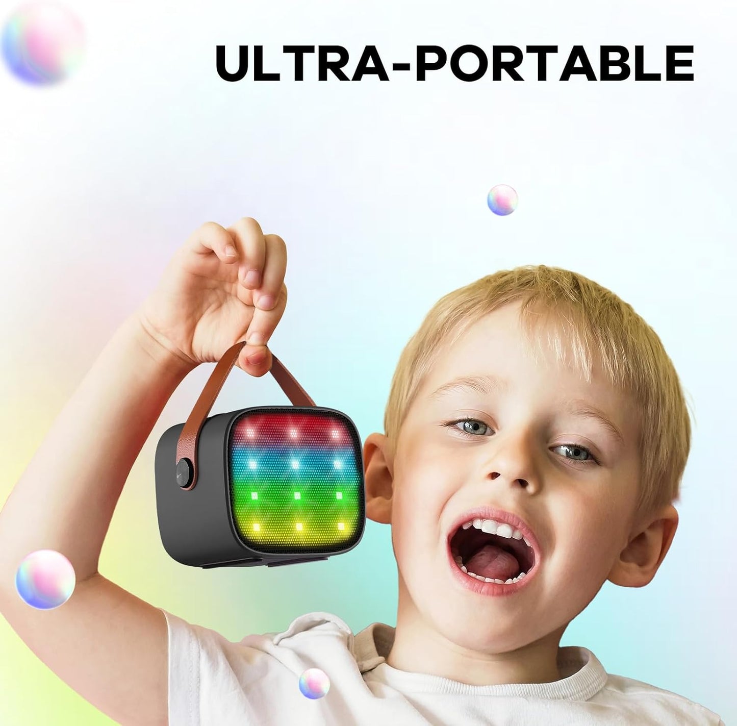 Tragbare Mini-Karaoke-Maschine mit Bluetooth-Lautsprecher und 2 kabellosen Mikrofonen – Veylo