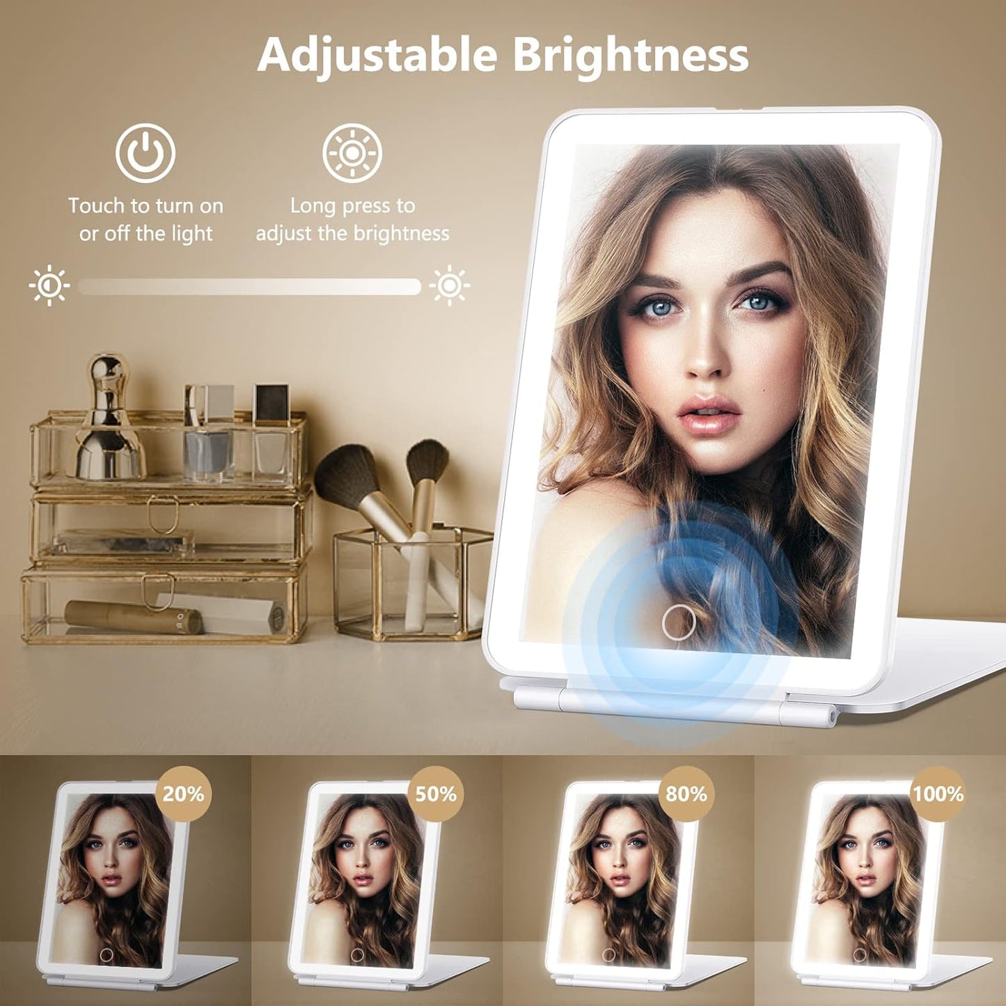 Illuminated Travel Makeup Mirror with Magnifying Feature