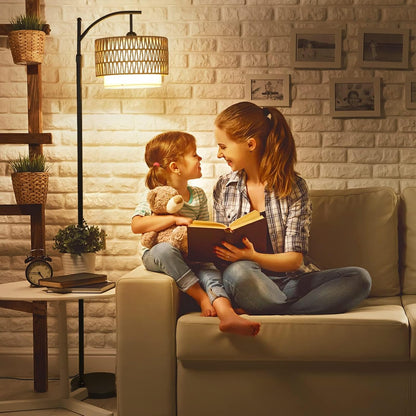 Arc-Stehlampe mit Fernbedienung und doppelten Schirmen – Norvella