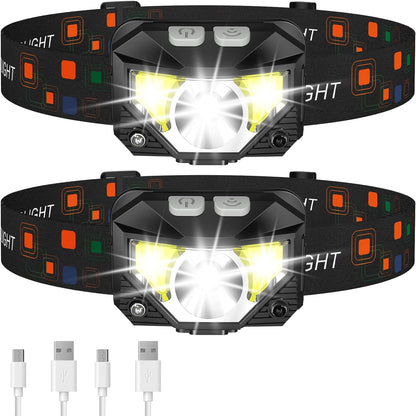 2 db-os Ultra-Fényes újratölthető LED fejlámpa mozgásérzékelővel – Lumivor