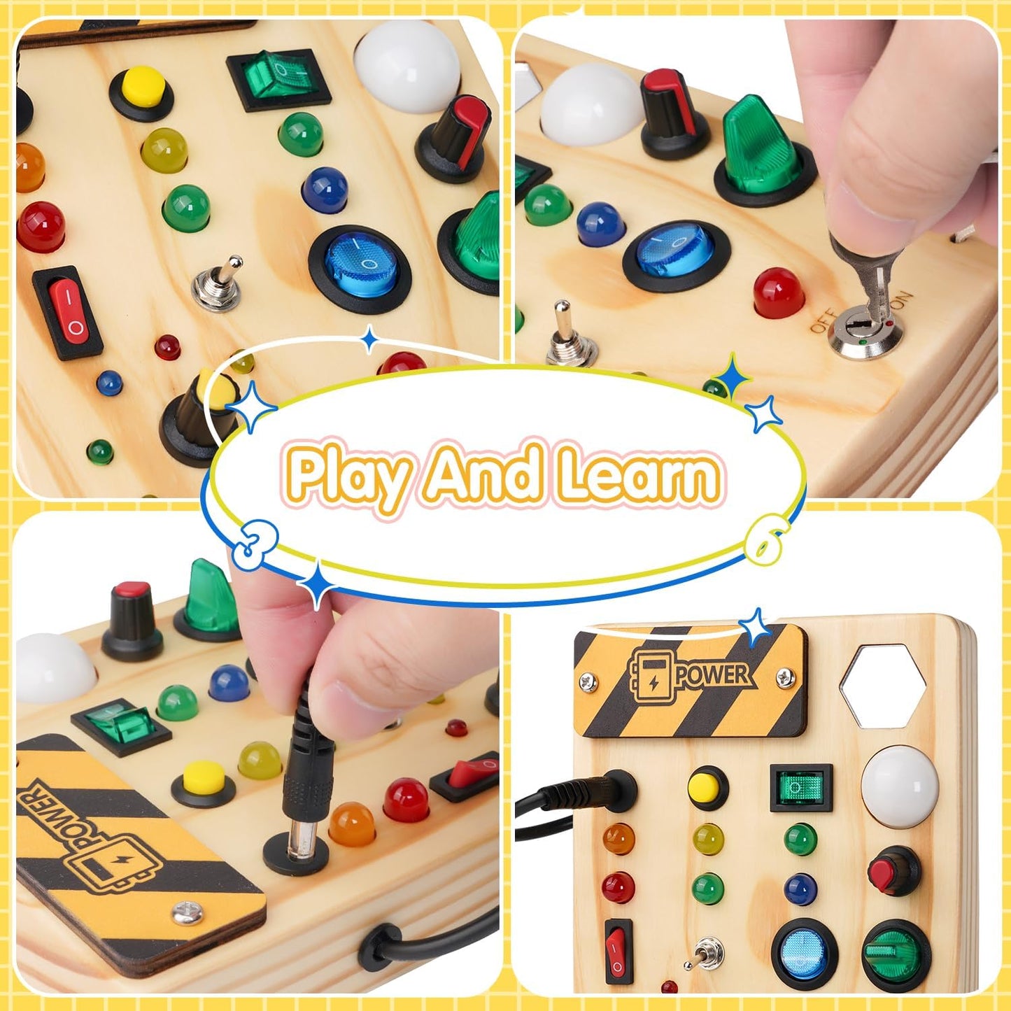 Jouvelia - Montessori-Tafel für Kleinkinder, 27 LED-Lichter – Montessori-Spielzeug für 1 bis 6 Jahre