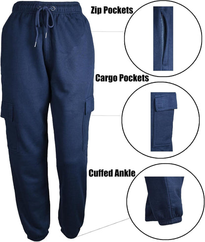 True Face Ladies Trousers Fleece Womens Joggers Cargo Combat Jogging Bottoms Casual Elasticated Women Sweatpants with Pockets Tracksuit Pants